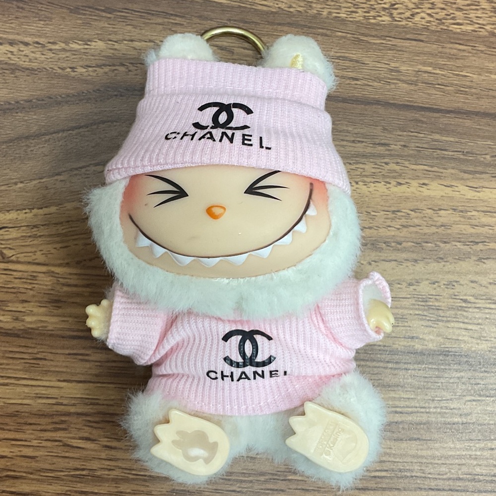 LaFUFU Pink Plush Keychain